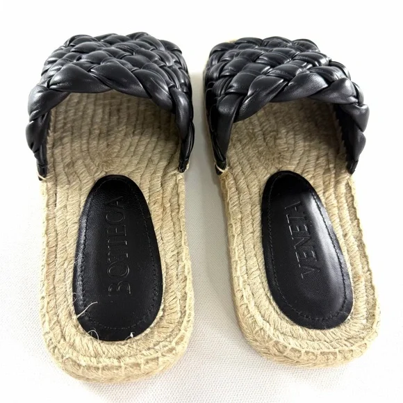 Bottega Veneta Women Jack Flat Sandal Nappa Weaving Foulard Black Sandal - Picture 5 of 10